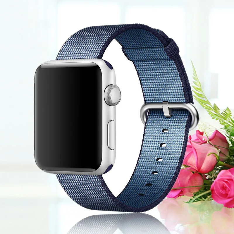 Новая нейлоновая Спортивная петля для apple watch серии 5 4 3 ремешок для iWatch 44 мм 42 мм 38 Красочные легкие дышащие Замена - Цвет ремешка: midnight blue