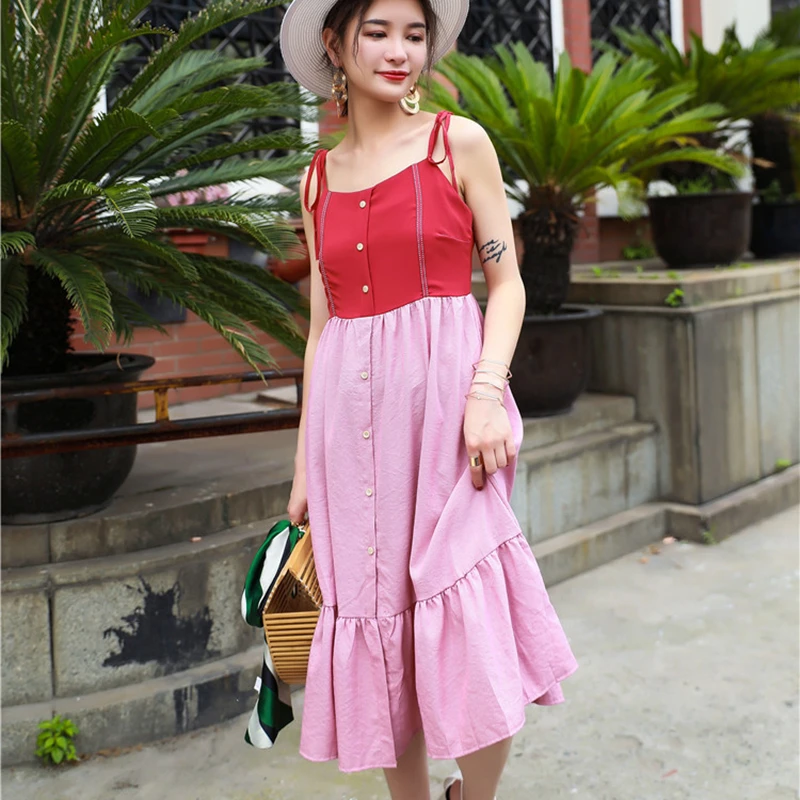 2018 женское новое летнее модное лоскутное Повседневное платье с оборками на