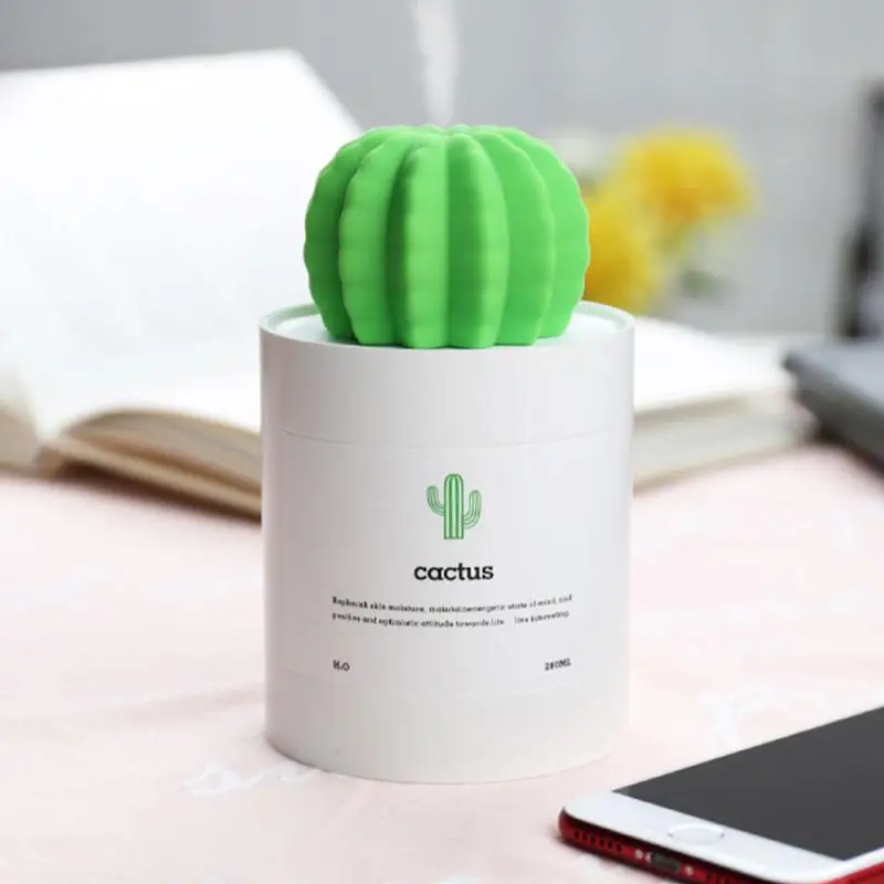 280ML Portable USB Cactus Air Humidifier Ultrasonic Humidifier Air Nebulizer Aromatherapy Bulk Household Car Aroma Nebulizer