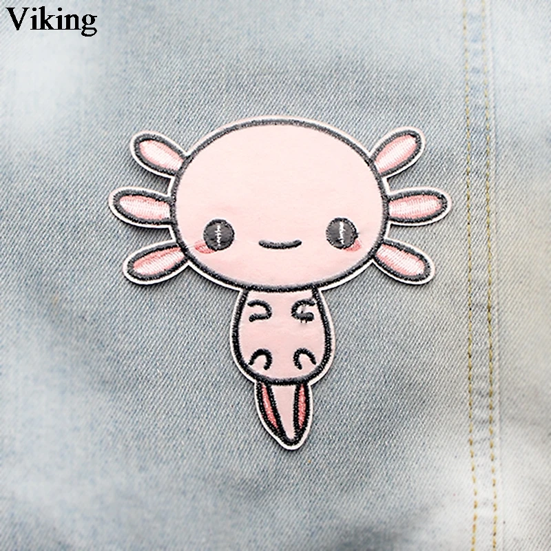 Axolotl нашивки Мультфильм пришить Аппликация Вышивка милые железные нашивки на одежду "сделай сам" аксессуары Kawaii аппликация для детей G0050