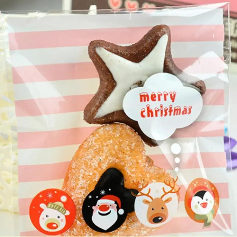 100 шт. 10x13 см розовый с полосой самоклеящиеся подарок Еда упаковка мешок