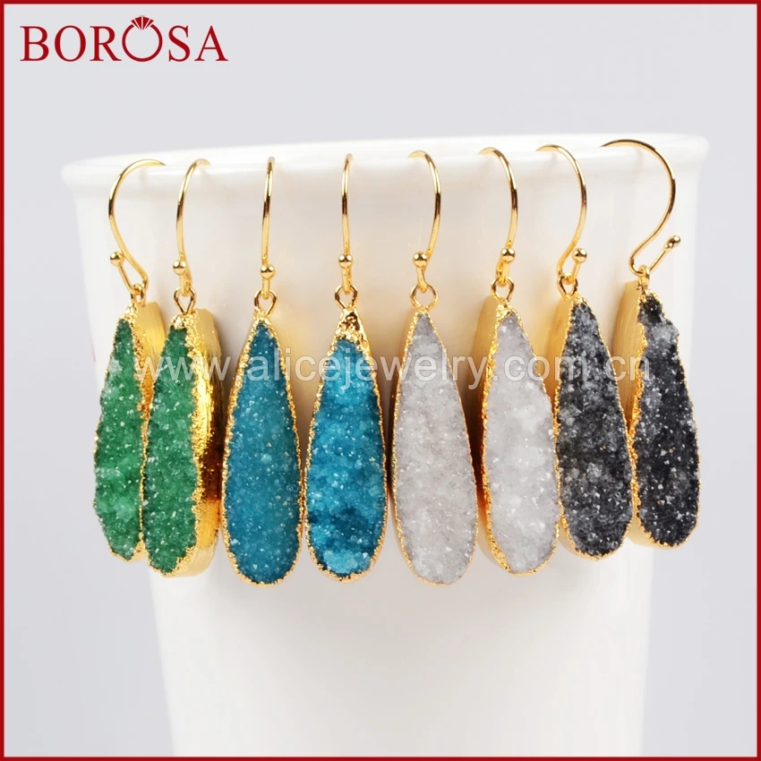 BOROSA 1 пара случайных цветов s золотой цвет длинные висячие радужные кулон Агаты
