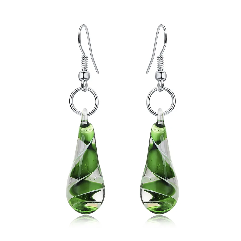 DoreenBeads Модные женские висячие серьги прозрачные капли воды стекло бисер кулон