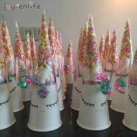 50pcs diy wedding birthday party sweet cellophane clear candy cone storage bags unicorn party decor easter decoration 18x37cm