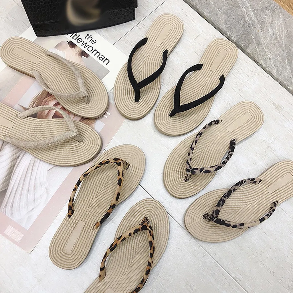 Шлепанцы женские с круглым носком модные повседневные пляжные тапочки плоская