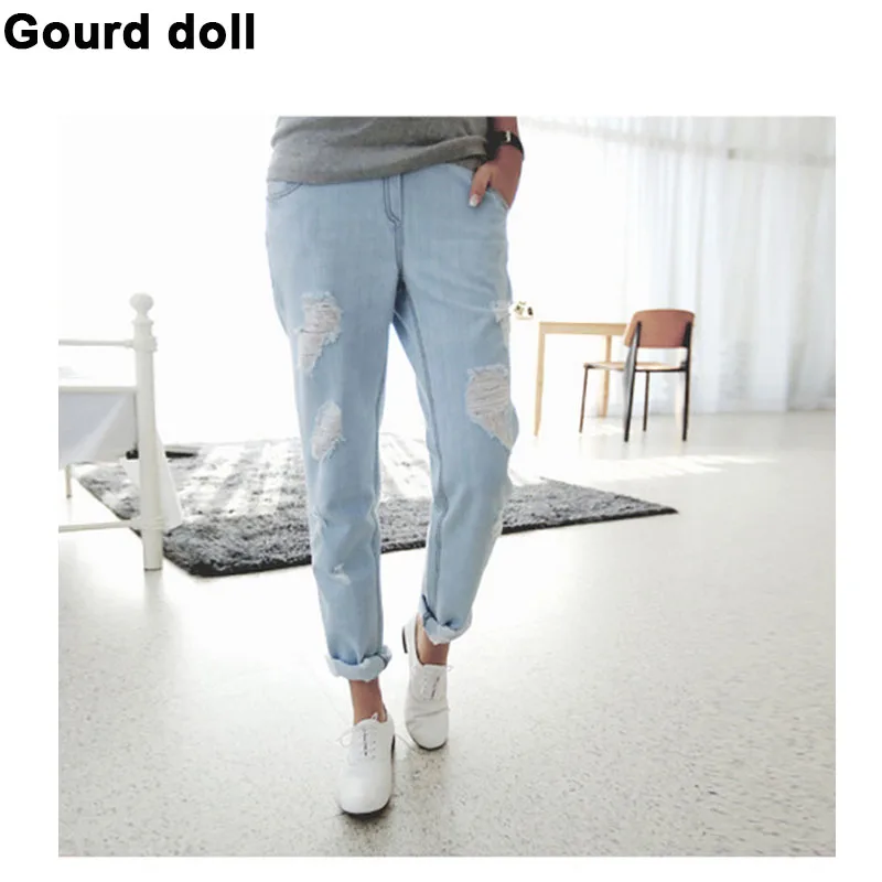 Gourd doll cotton Maternity pregnancy jeans pants for pregnant women Elastic waist jean clothes | Мать и ребенок