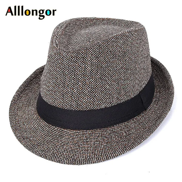 New Autumn Winter Fedoras Hat Men vintage black bonnet sombrero hombre Panama jazz cap dad hat - Цвет: Коричневый