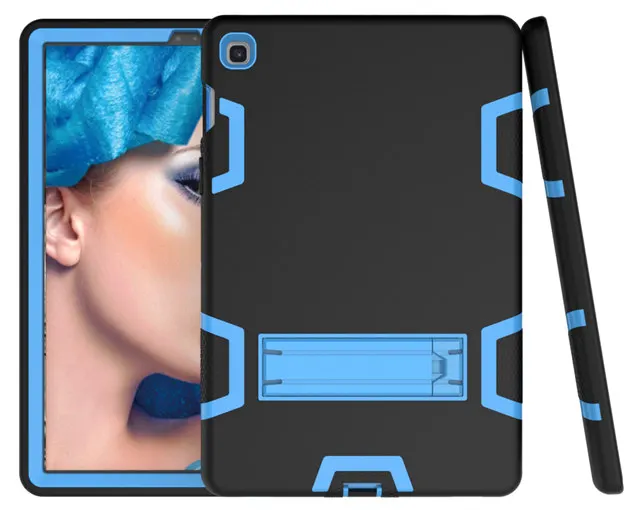black blue Silicon Shockproof Cover for Samsung Galaxy Tab S5e 10.5 SM-T720 SM-T725 10.5" Tablet Funda Capa Case for Kids+Film+Pen - Color: black blue