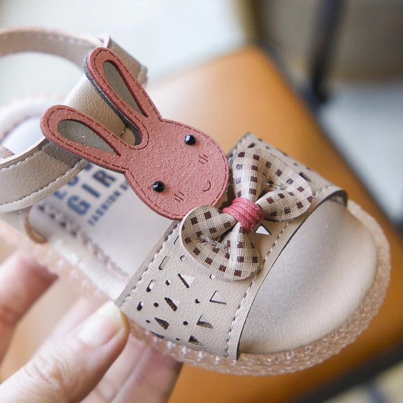 2019 г. летние розовые модные мягкие сандалии с милым кроликом для девочек