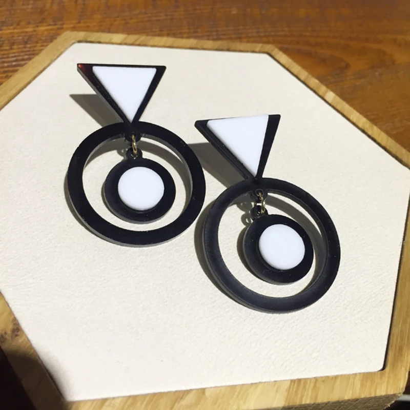 Корейские модные квадратные круглые геометрические серьги в уличном стиле для