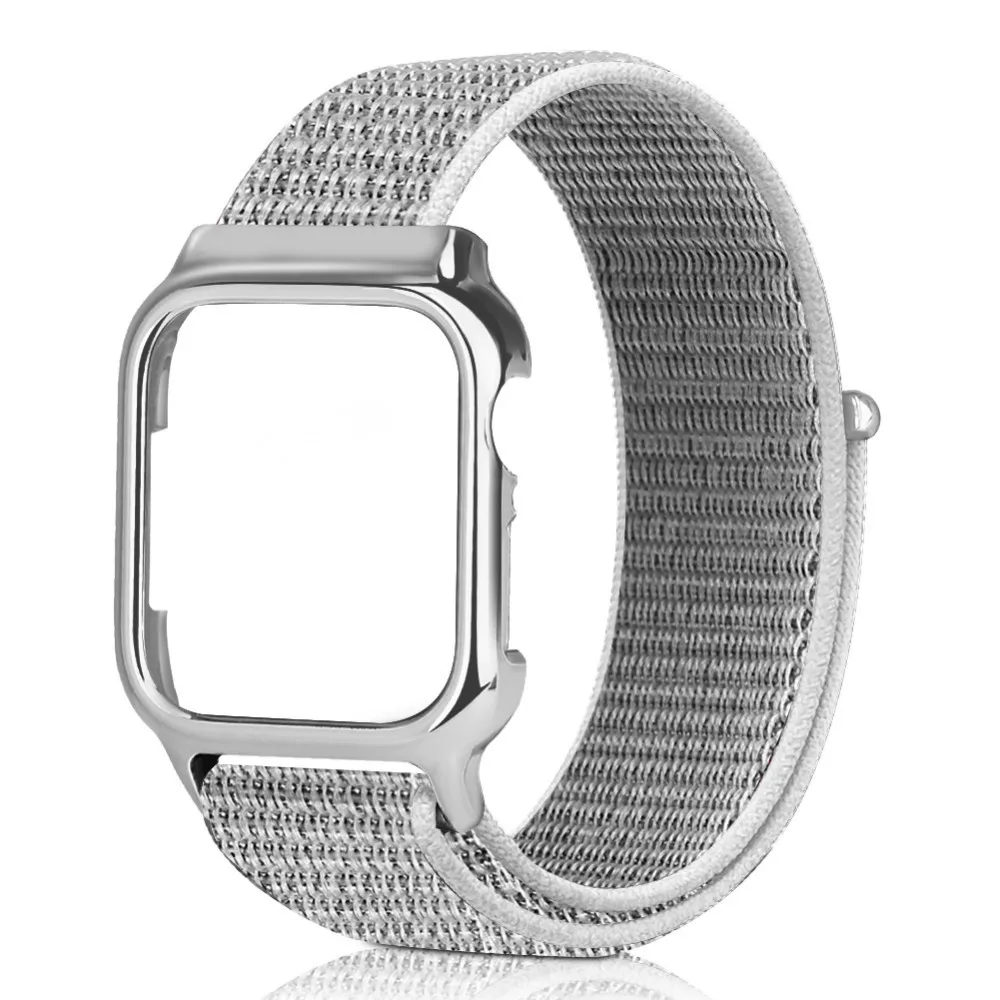 Sea Shell 40 мм, 44 мм, ремешок с рамкой для Apple Watch, серия 4, новинка, нейлоновая Спортивная петля, магнитная застежка, Iwatch, браслет, защитный чехол, крышка - Цвет ремешка: Sea Shell