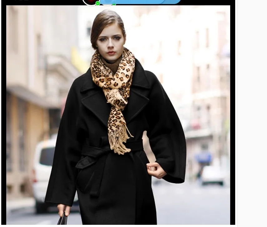 Женское шерстяное пальто большого размера 2XL однотонное с поясом Осень-зима |