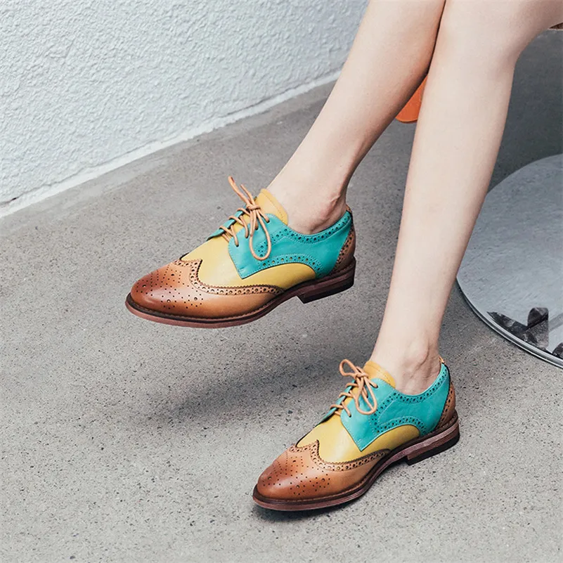 Женские туфли-броги FEDONAS черные туфли из натуральной кожи на шнурках