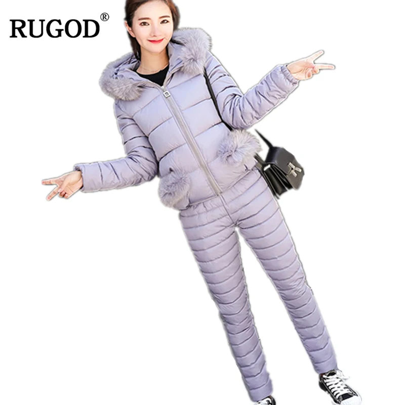 RUGOD женский пуховик костюм 2019 Новый с хлопковой подкладкой пальто и брюки модный