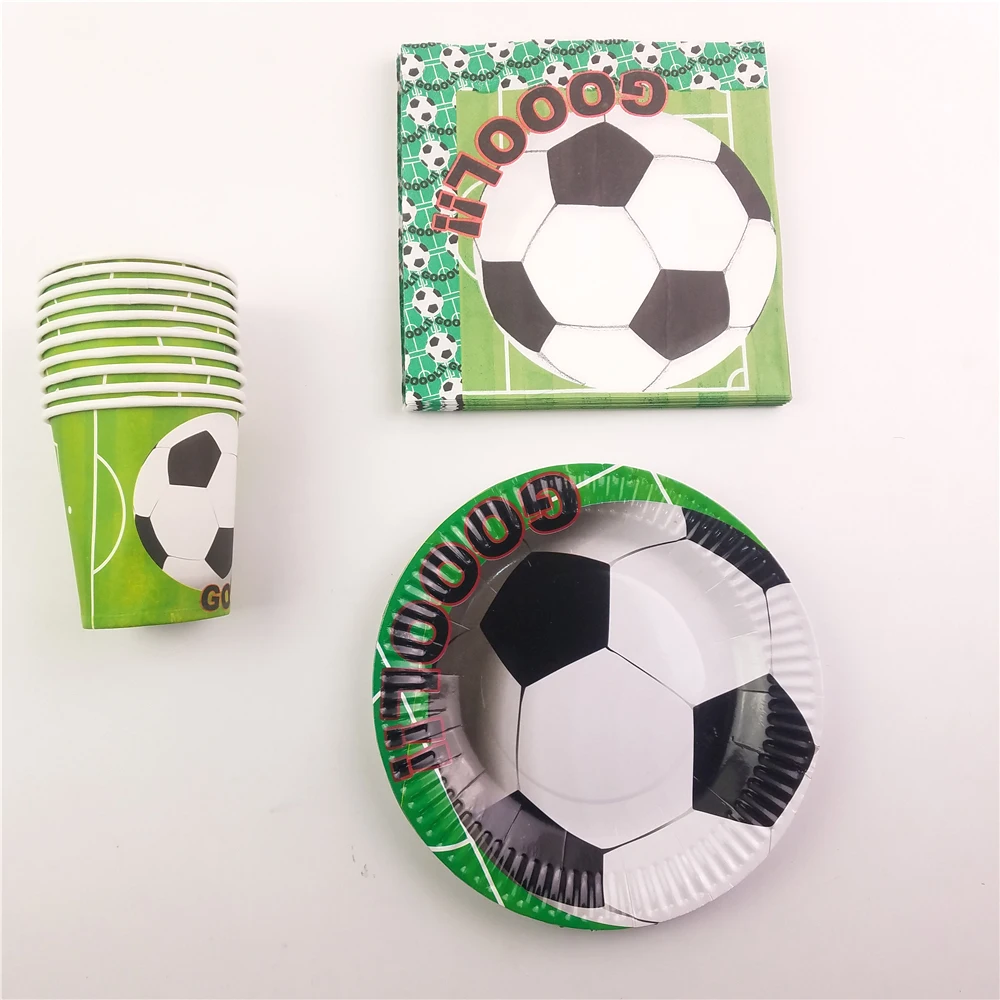 

40pcs Football Soccer Theme Kids Birthday Party Supplies for 10 People Tableware Set Napkin+Cup+Plate Baby Shower Party supplies
