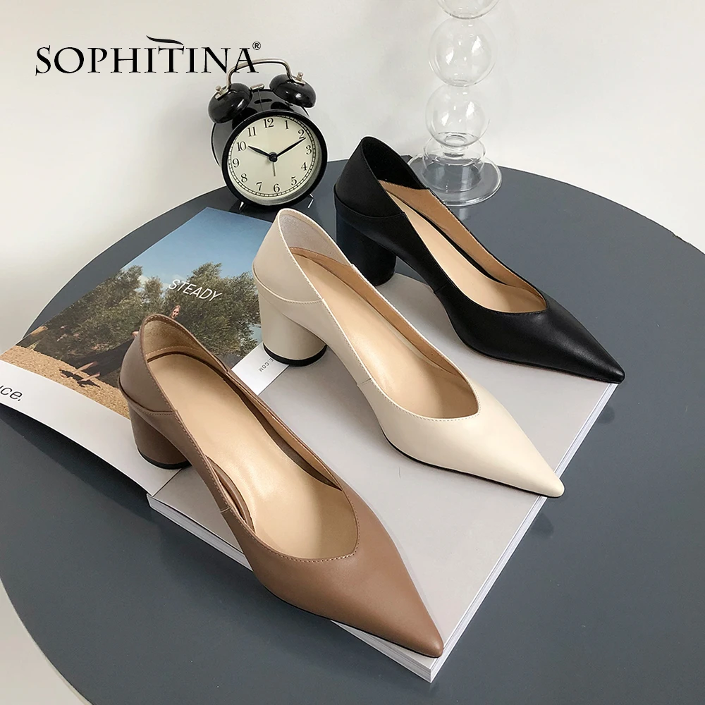 SOPHITINA/Новинки 2019 г. Высококачественные женские туфли лодочки на модном и круглом