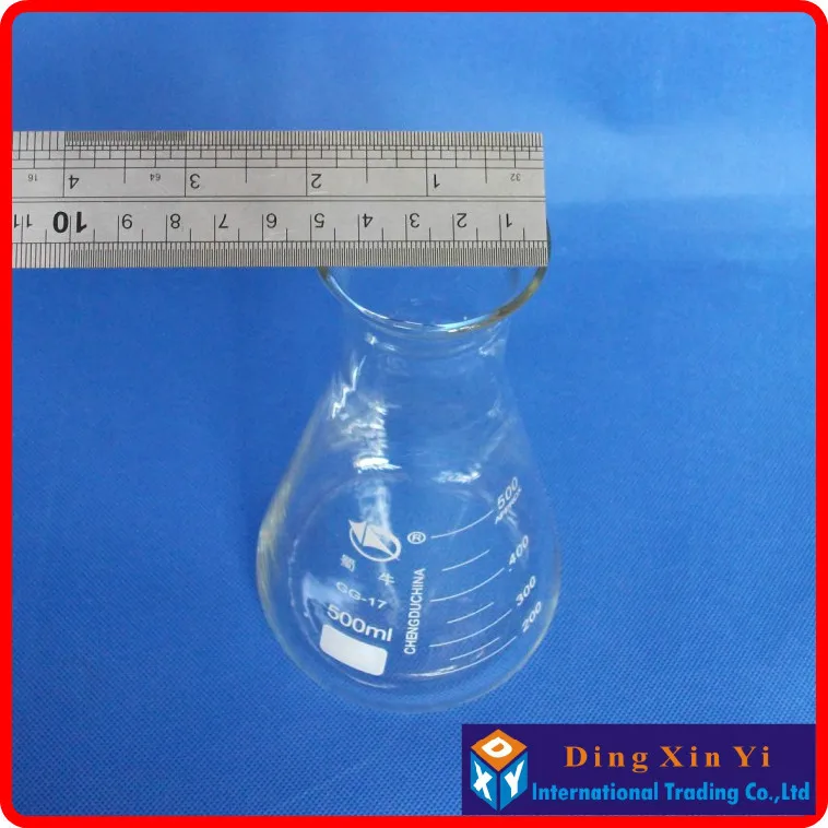 Стеклянная колба Erlenmeyer 500 мл стеклянная коническая фляжка лабораторное