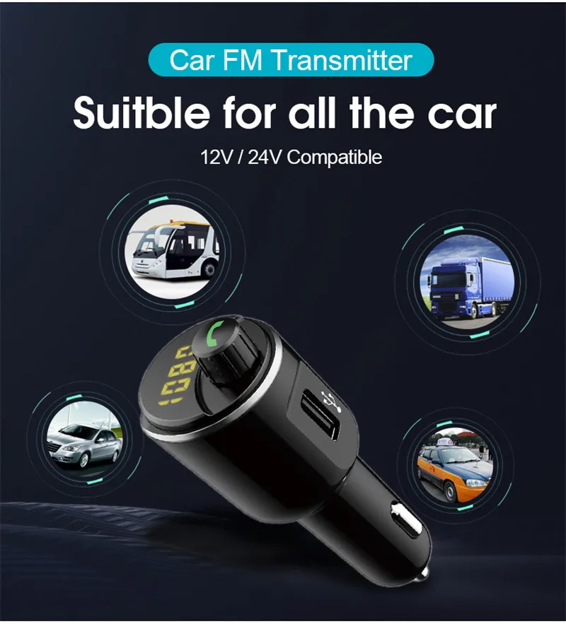 Быстрая зарядка 3,0 Комплект беспроводной связи bluetooth для автомобиля fm-передатчик с двумя usb-портами автомобильное зарядное устройство fm-модулятор Handfree