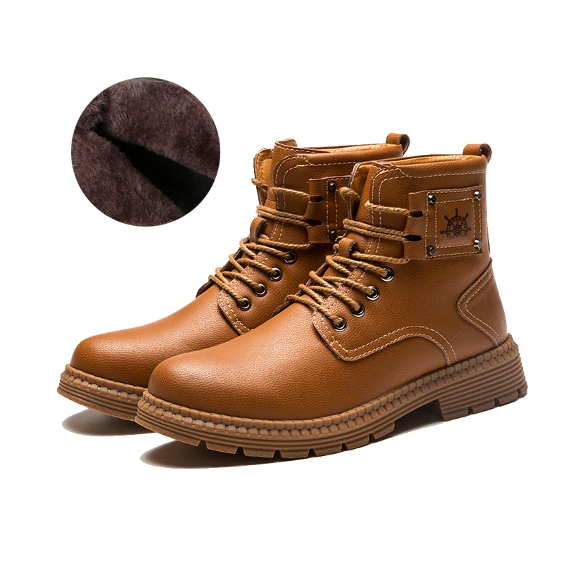 Мужские ботинки на меху Martin теплые уличные мокасины из натуральной кожи