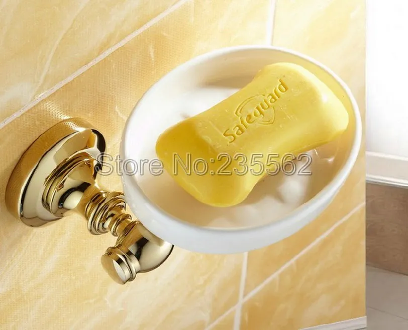 Золотой Латунный аксессуар для ванной комнаты настенный держатель мыльницы