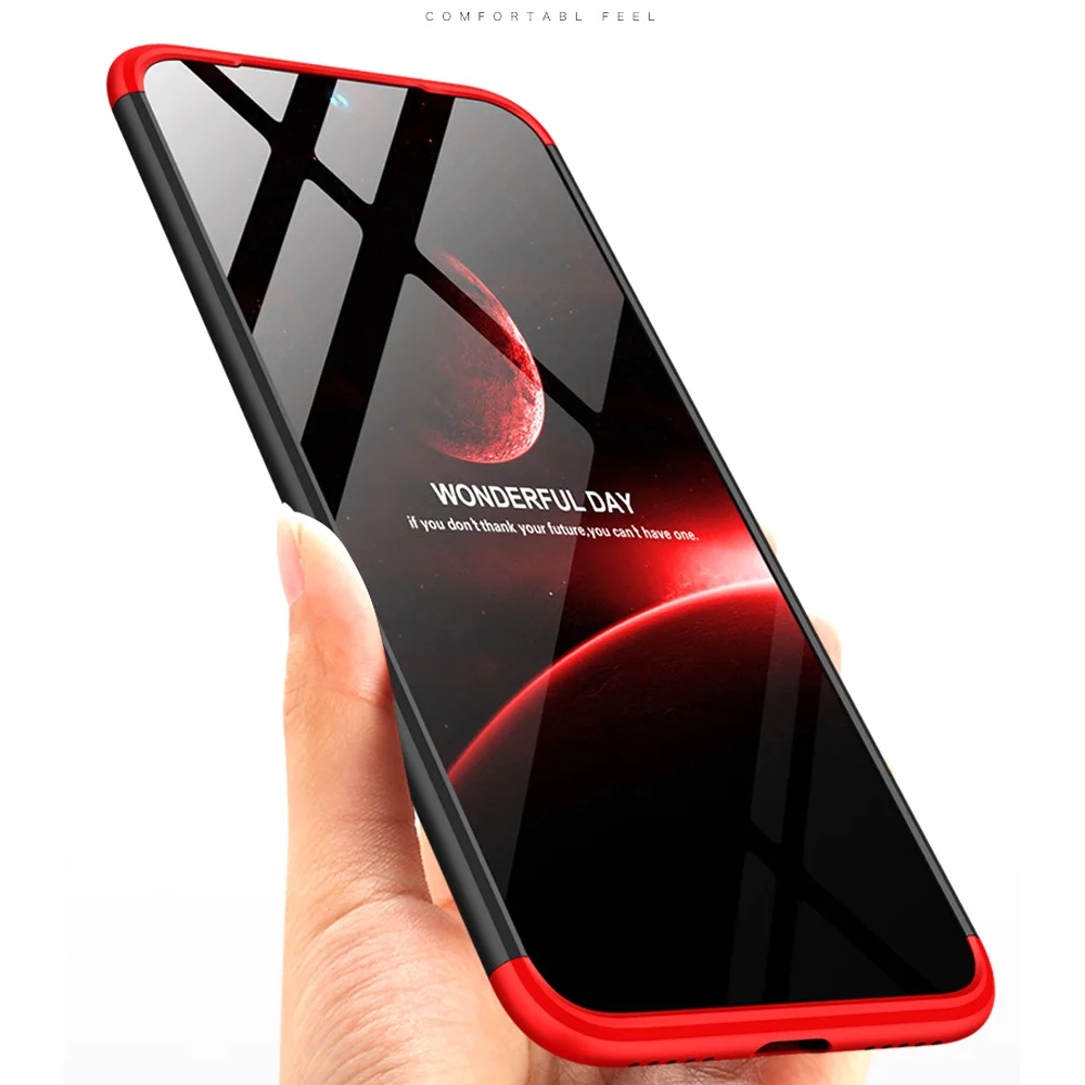 Чехол для Xiaomi Redmi Note 7 / Pro полная защита 3 в 1 армированный чехол с закаленным
