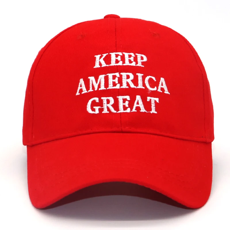 Новая Кепка Трампа, бейсболка с большой вышивкой в американском стиле, красная хлопковая регулируемая бейсболка, шапки унисекс, повседневные кепки