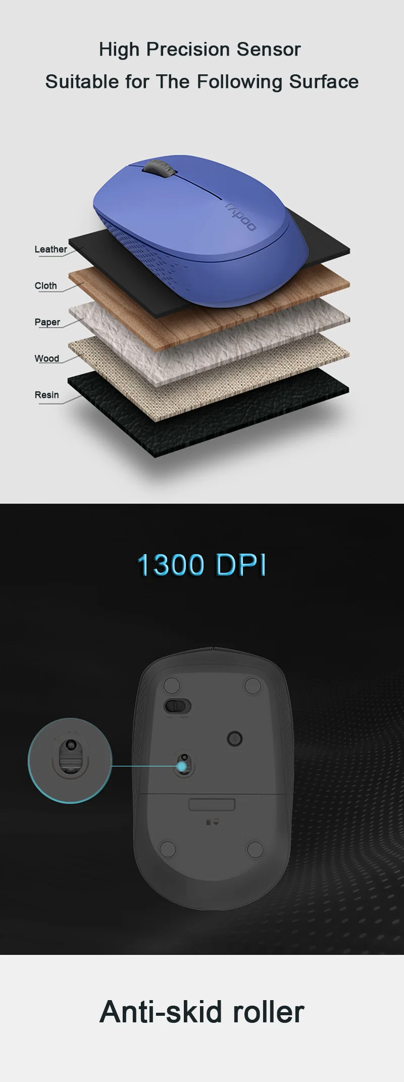 Rapoo M100 оригинальная многофункциональная беспроводная оптическая Бесшумная Bluetooth мышь с 1300 dpi Мини бесшумные мыши для Macbook PC