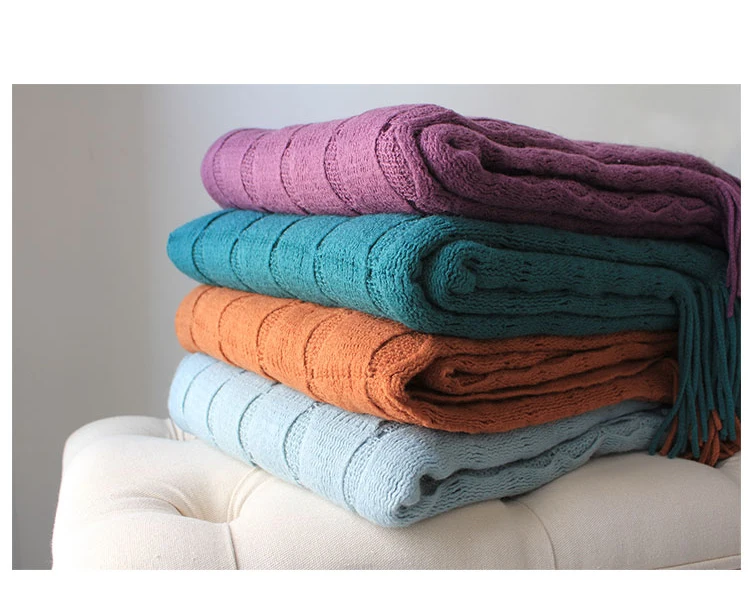 Однотонное одеяло в полоску клетку современный геометрический скандинавский