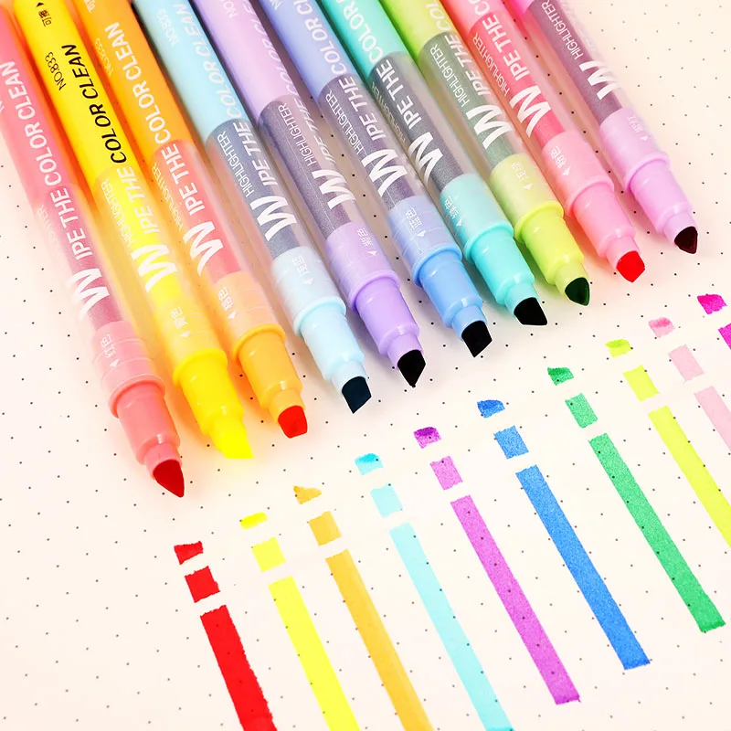 

10 pcs/lot Erasable Highlighter pen pastel markers fluorescent pen Highlighters drawing painting Art stationary Supplies 04431