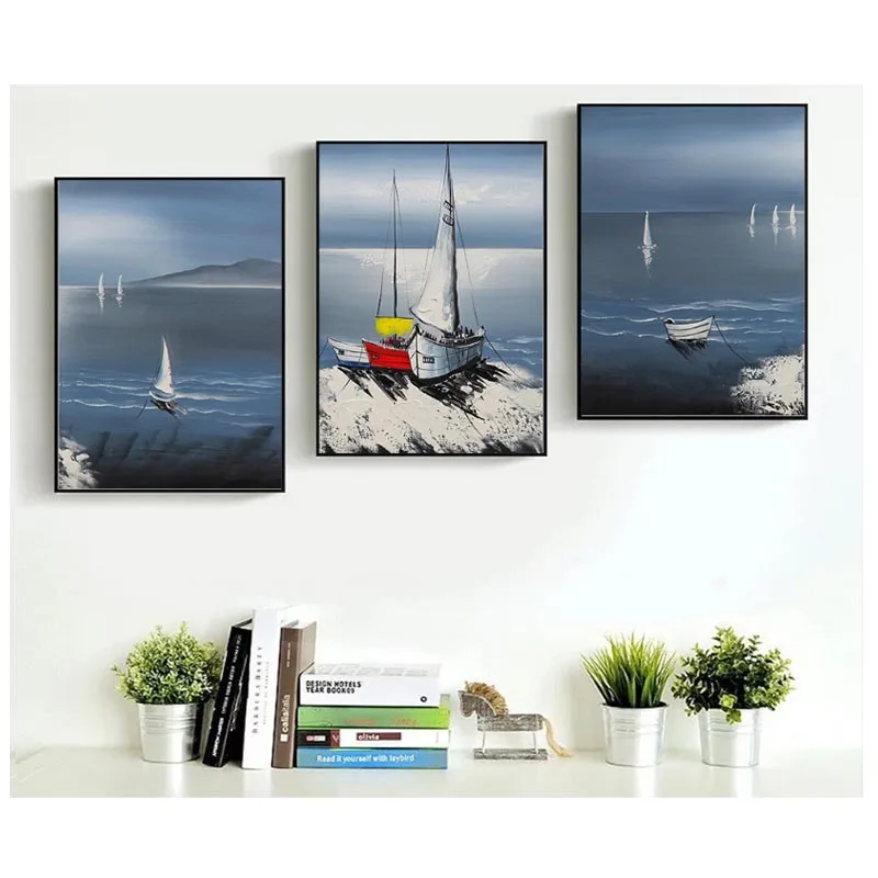 

3pcs/set diamond embroidery Sailing Boat Landscape triptych 5d diy mosaic painting full square/round drill sale wall decor