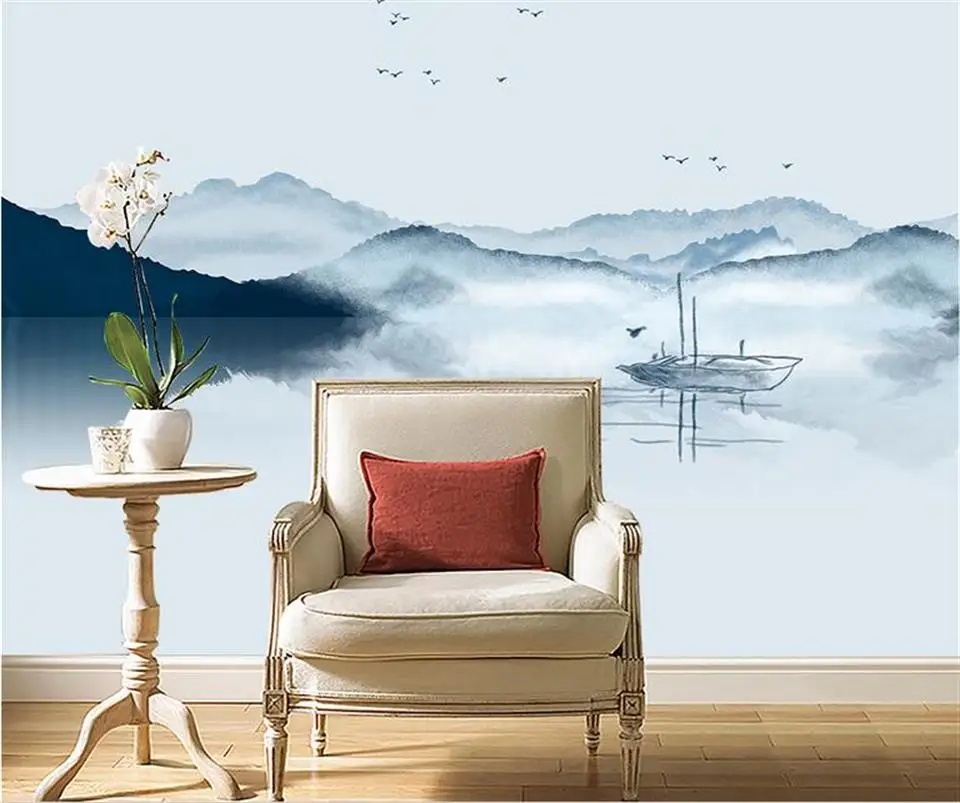 custom 3d photo wallpaper mural living room abstract water and ink landscape painting sofa TV background non-woven wall sticker |