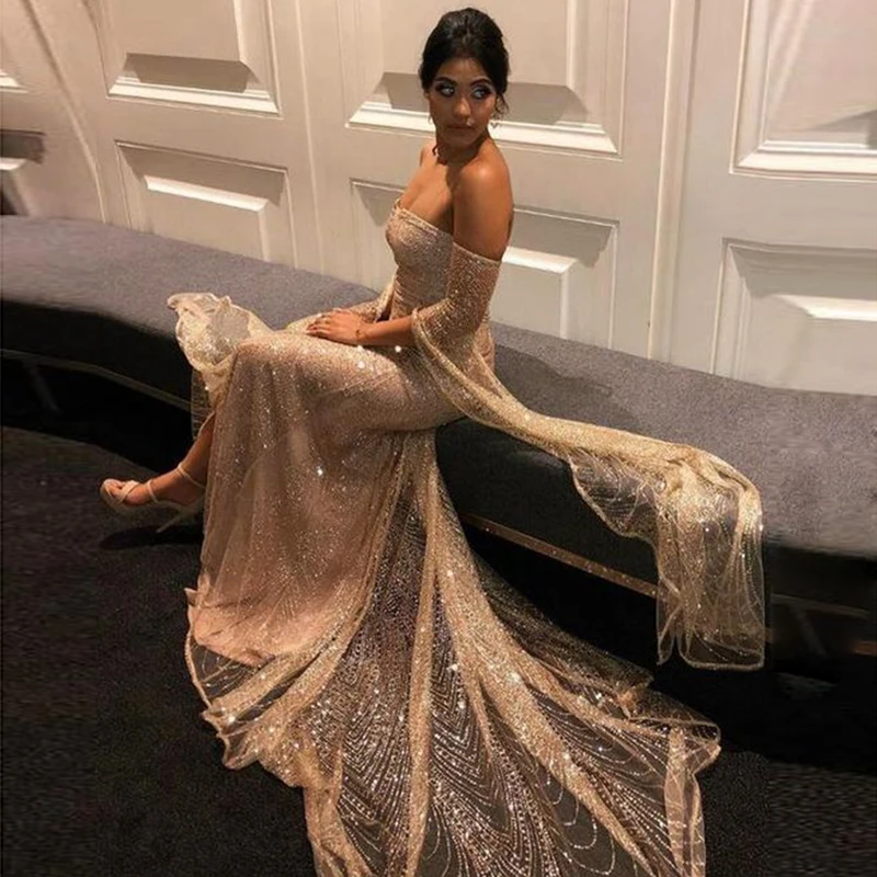 Женское платье с цветочным принтом Bqueen расшитое блестками рукавами-лепестками