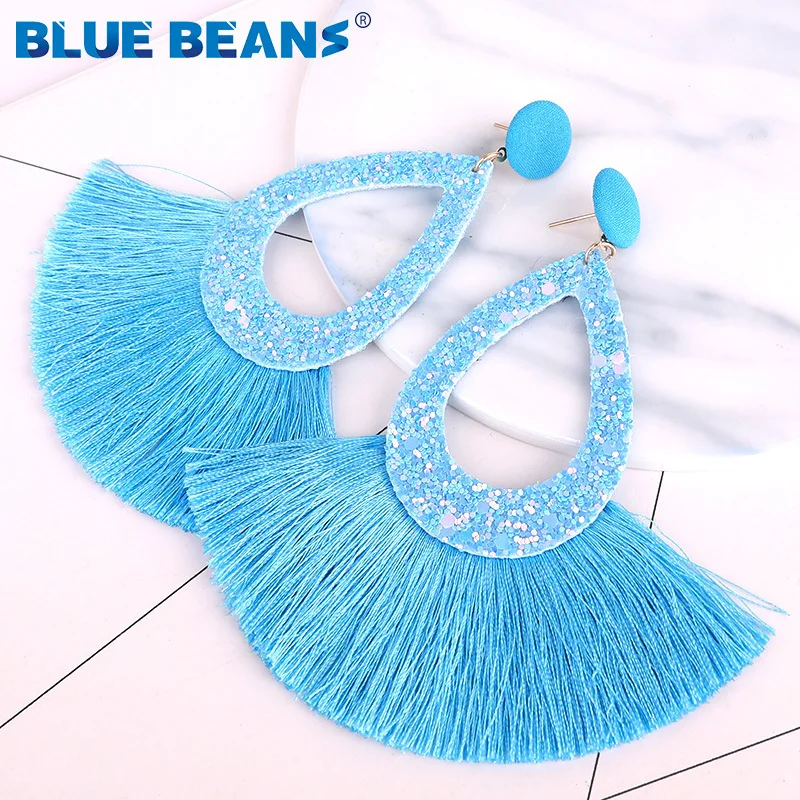 Серьги с кисточками, Сияющий Модный, для женщин, Boho, капля воды, серьги, ручная работа, большая капля, Висячие круглые ювелирные изделия, вечерние, подарок