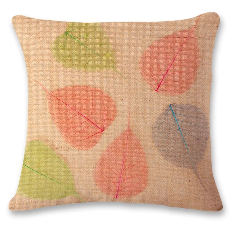Современные Стильные цветные Льняные Наволочки с листьями высококачественные