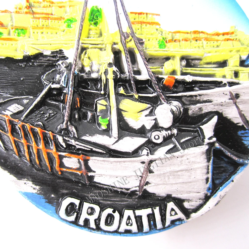 Магнит на холодильник Сувениры 3D смолы стран Хорватия корабль Pier People Craft туристический ручная роспись холодильник Стикеры подарок детям