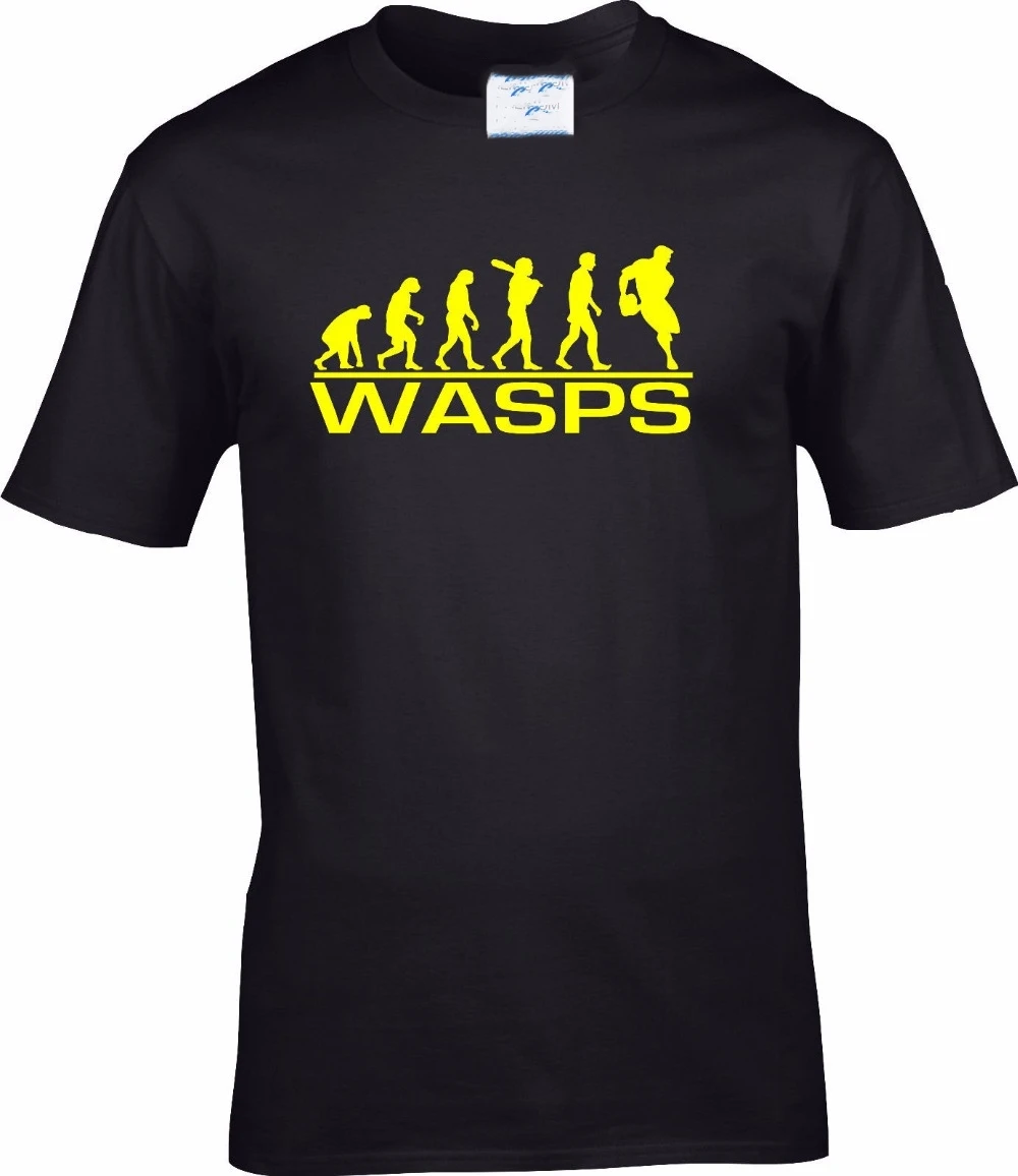 2018 Модная низкая цена Мужская футболка с круглым вырезом WASPS RUGBYER evolution footballer union