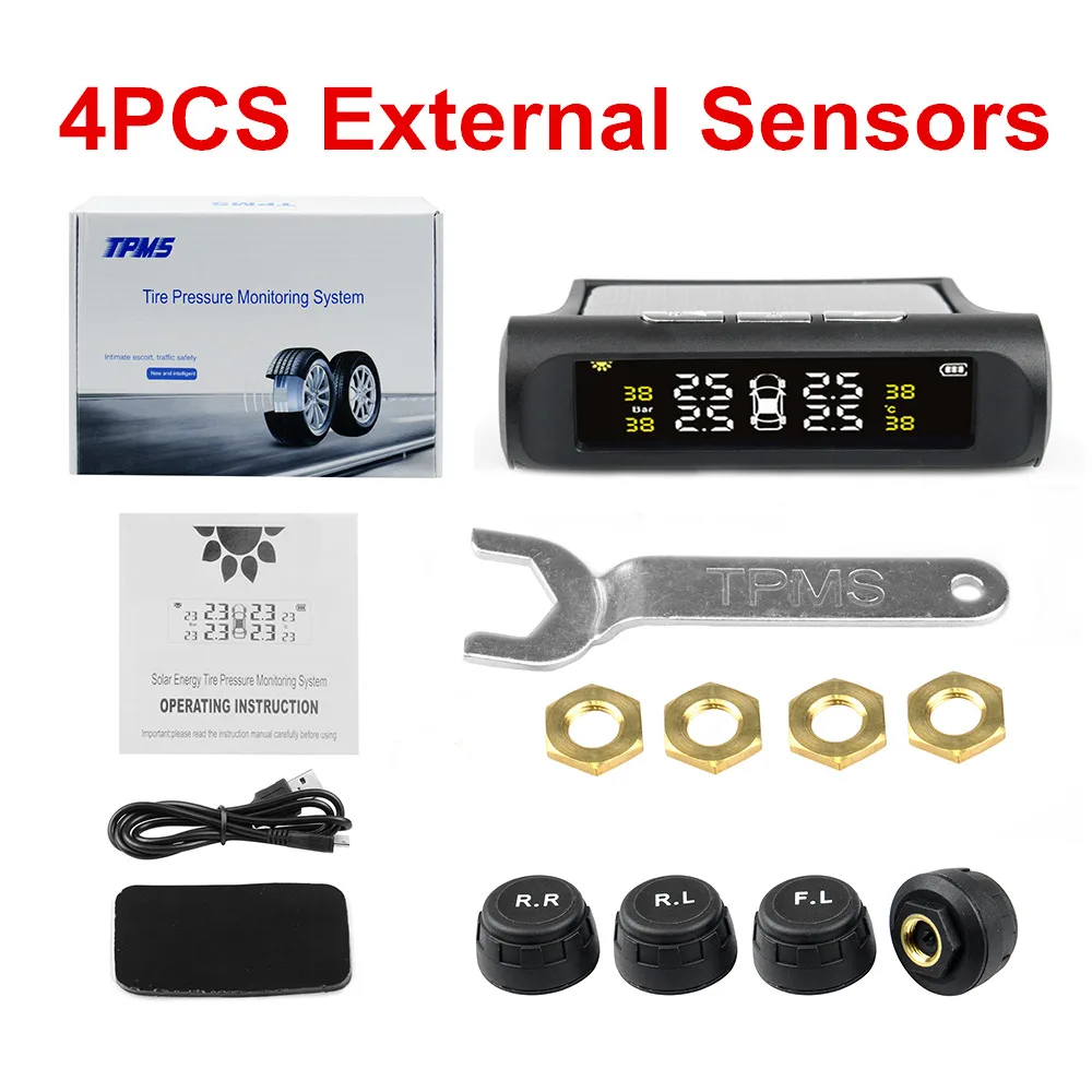 External Sensors Оригинальная Автомобильная сигнализация, система контроля давления в шинах, интеллектуальное Предупреждение о температуре, экономия топлива с 4 датчиками - Type: External Sensors