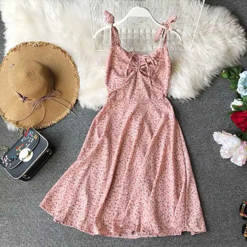 2019 Новое Женское платье с бантом бабочкой на шнуровке Плиссированное милое