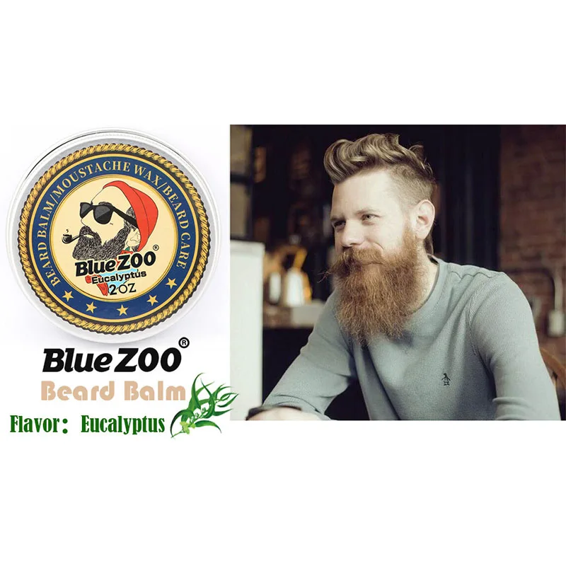 Blue ZOO, мужской органический бальзам с маслом для бороды, воск для усов, воск для укладки, пчелиный воск, увлажняющий, разглаживающий, нежный, мужской, уход за бородой, натуральный бальзам для бороды