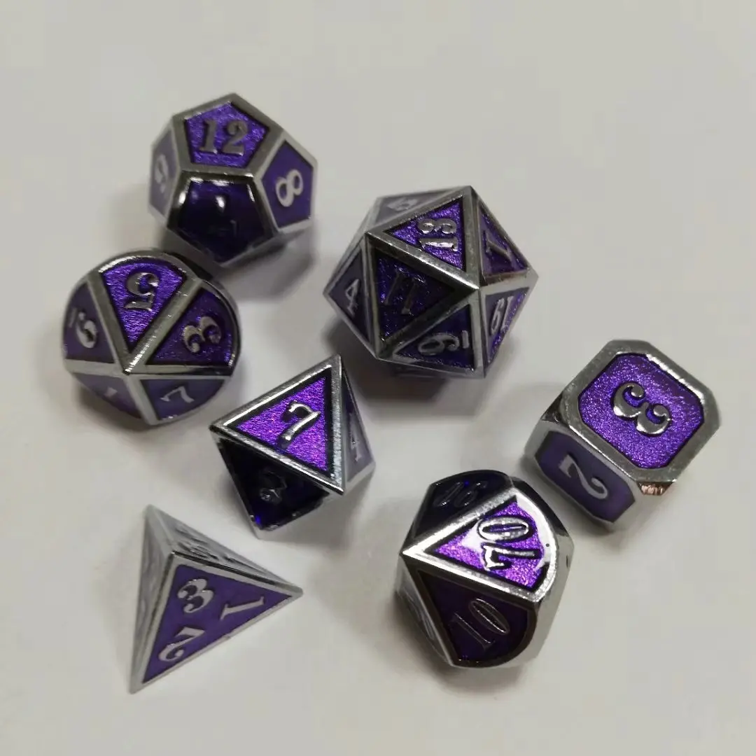 Фабрика Rpg кости многогранные наборы металла Dnd Подземелья и Драконы настольные игры цинковый сплав синий кубики цифровой узор D20 10 8 12