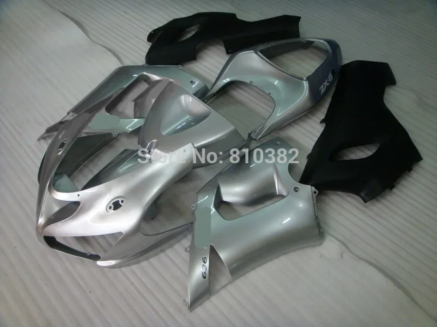 Комплект обтекателей для мотоцикла KAWASAKI Ninja ZX6R 05 06 636 2005 2006 Прохладный серебристый