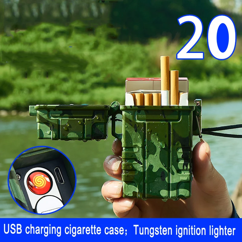 Вмещает 20 шт портсигар USB перезаряжаемые творческие дуговые зажигалки открытый беспламенный Водонепроницаемый Зажигалка аксессуары для курения
