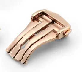 Rose Gold 16/18/20 мм Нержавеющая сталь часы застежка Твердые двойное нажатие кнопки Fold Пряжка для часов застежка-бабочка часы Accessoies - Цвет ремешка: Rose Gold