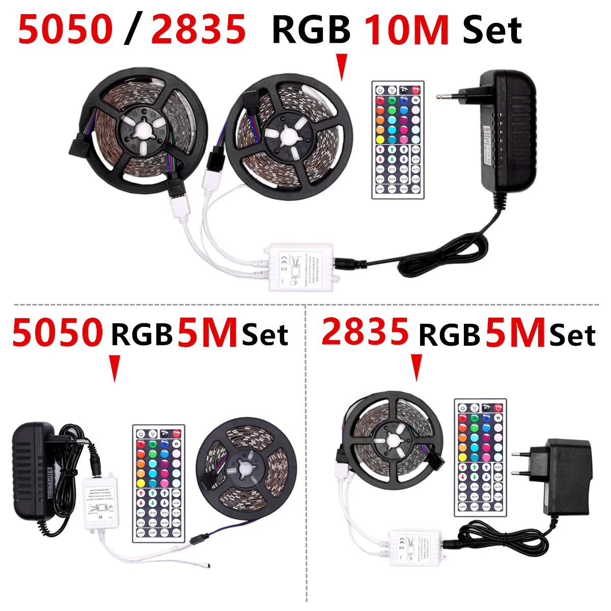 Цветная (RGB) Светодиодные ленты Водонепроницаемый 5050 2835 DC12V Тира светодиодный