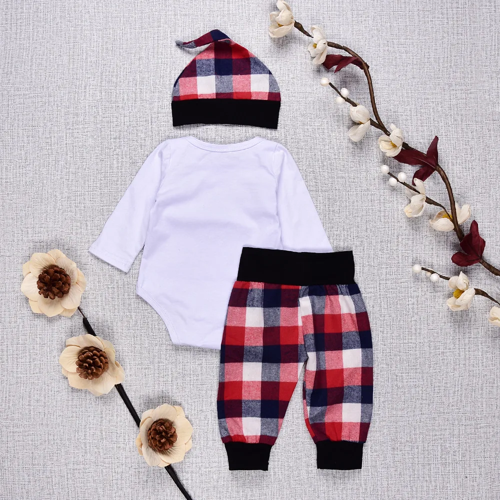 Fashion Summer Cotton Newborn Baby Boys Cute Bodysuits with lattice Leggings Cap 3pcs Outfit Clothes ship from USA |