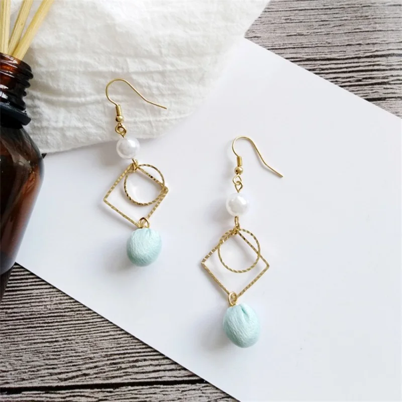 2018 корейский Круглый Длинные серьги с бахромой квадратный геометрический