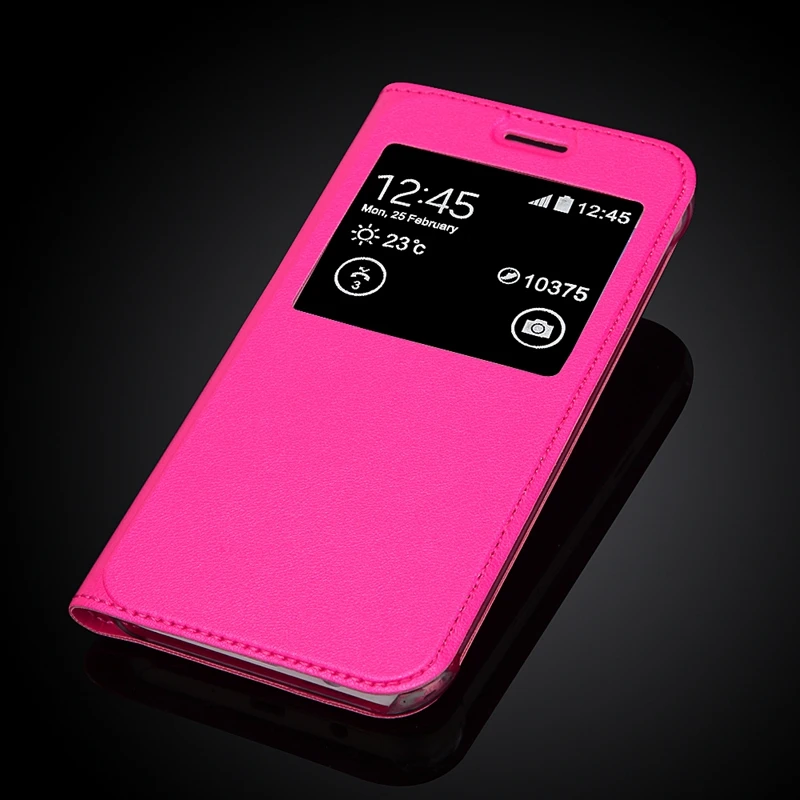 Роскошный Ультратонкий кожаный флип кейс с окошком для Samsung Galaxy J2 J200F чехол