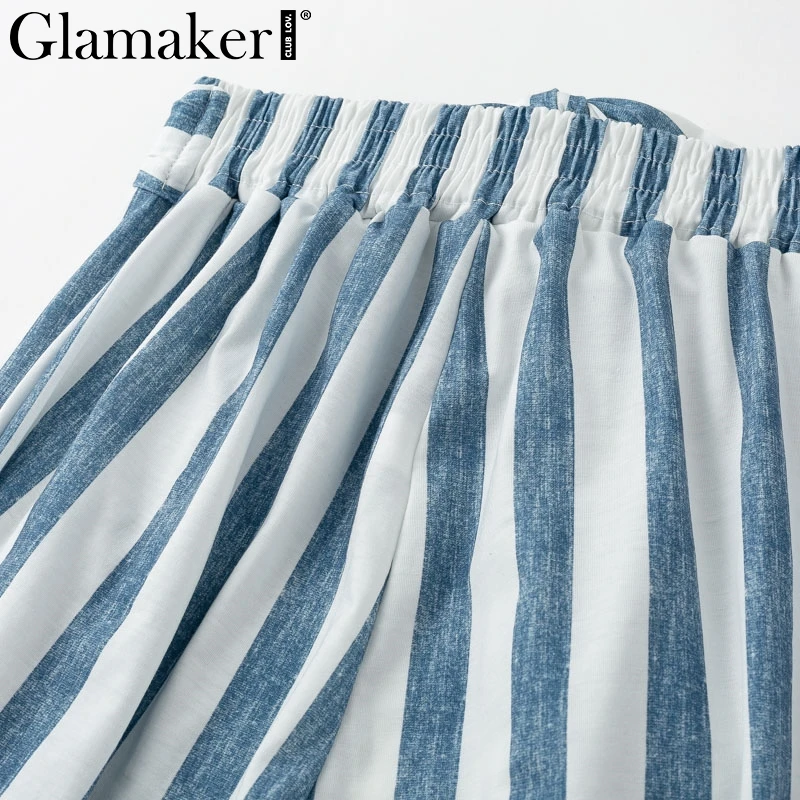 Glamaker полосатый Женский комбинезон без бретелек летний укороченный с оборками