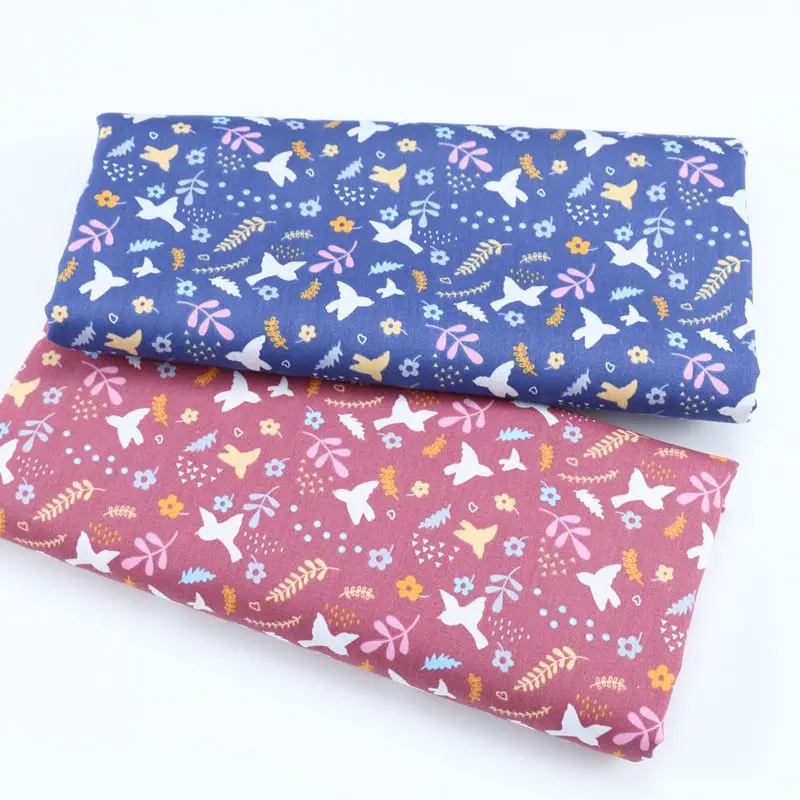 

160x50cm Pigeon Floral Twill Cotton Fabric DIY Children's Wear Cloth Make Bedding Quilt Decoration Home 160g/m