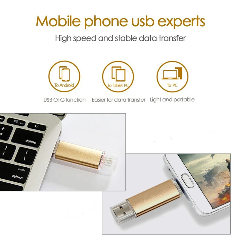 OTG USB флеш накопитель 128 ГБ высокоскоростной 64 32 16 8 внешний двойной накопитель|USB